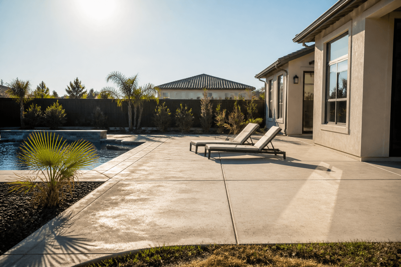 Unshaded Sacramento backyard
